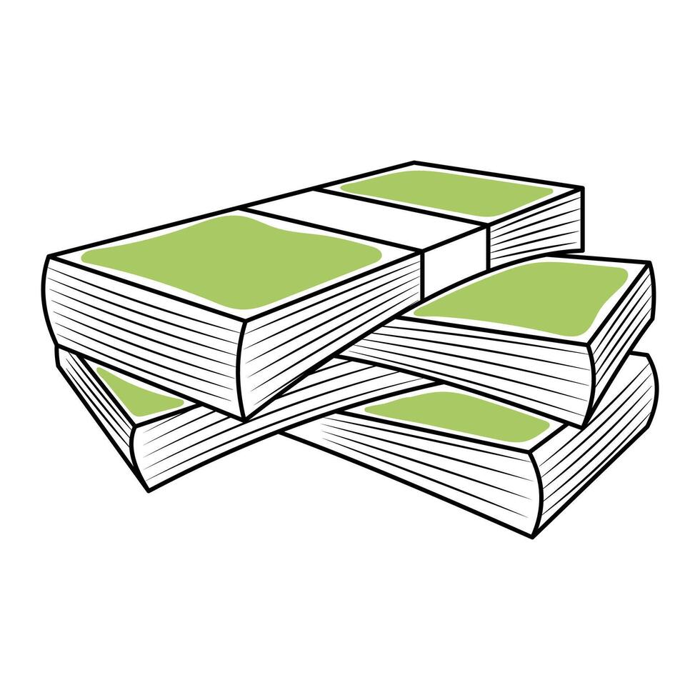 Stacked Money Bundles Illustration. This illustration depicts a stylized stack of money bundles, neatly arranged in a pile. vector