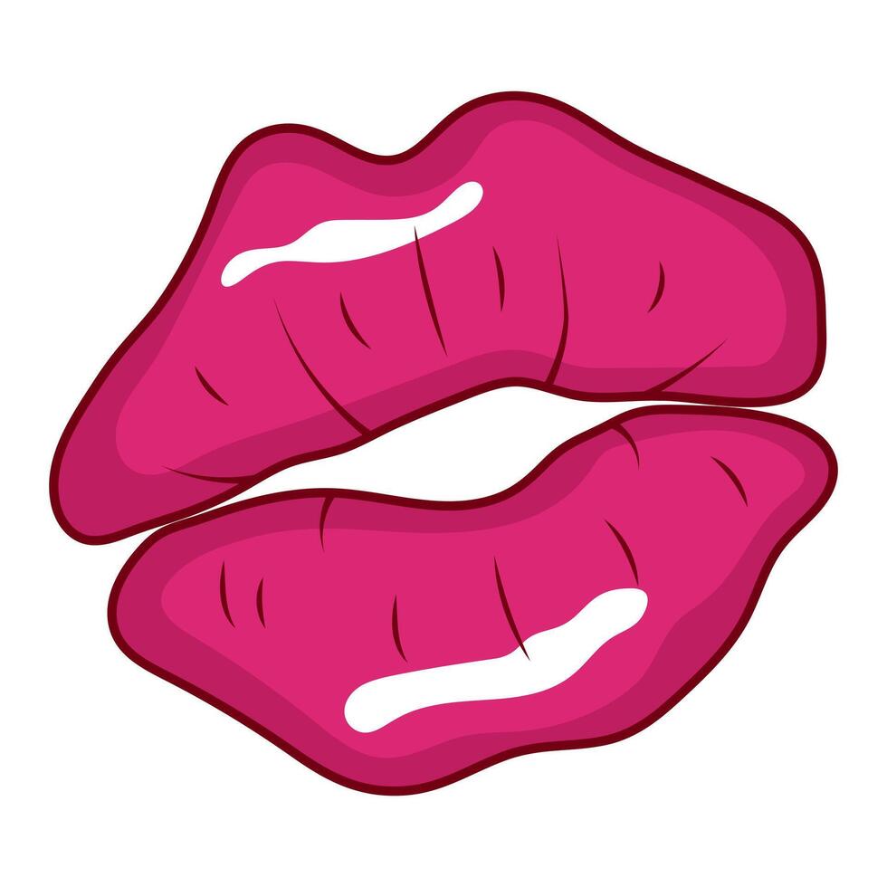 Pink Glossy Lips Illustration. This vibrant illustration features a bold and stylish pair of lips in a rich pink hue. vector