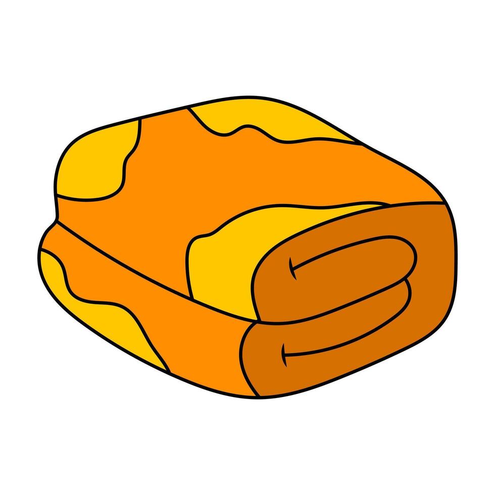 Colorful Folded Blanket Illustration. A vibrant illustration of a neatly folded blanket featuring abstract yellow and orange patterns. vector