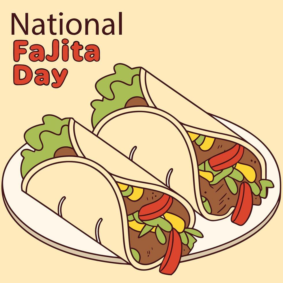 National Fajita Day Illustration with Tacos on a Plate 1 vector