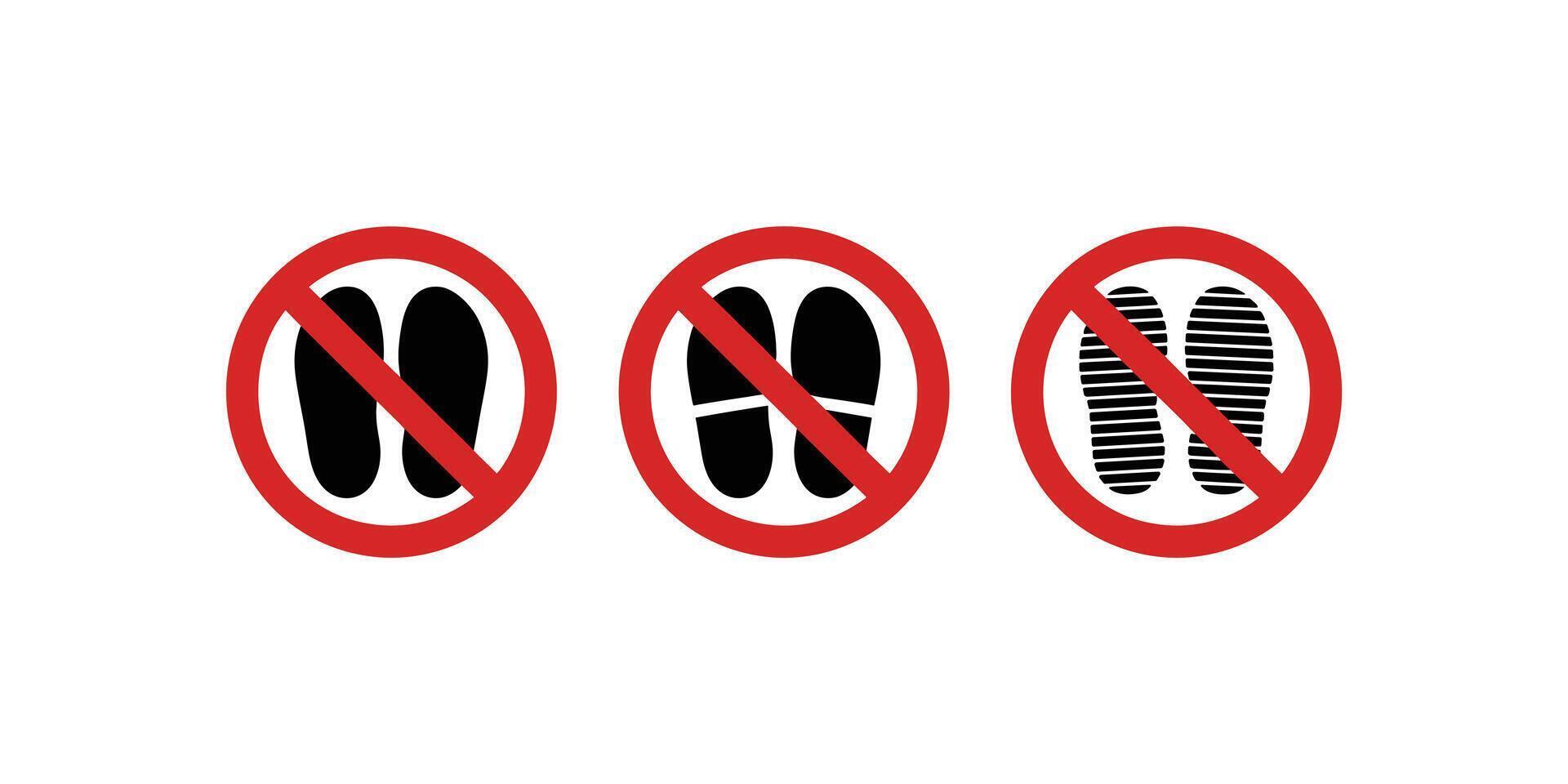No Shoes Allowed Sign Prohibiting Bare Feet, Sandals, and Shoes with Tracked Soles vector