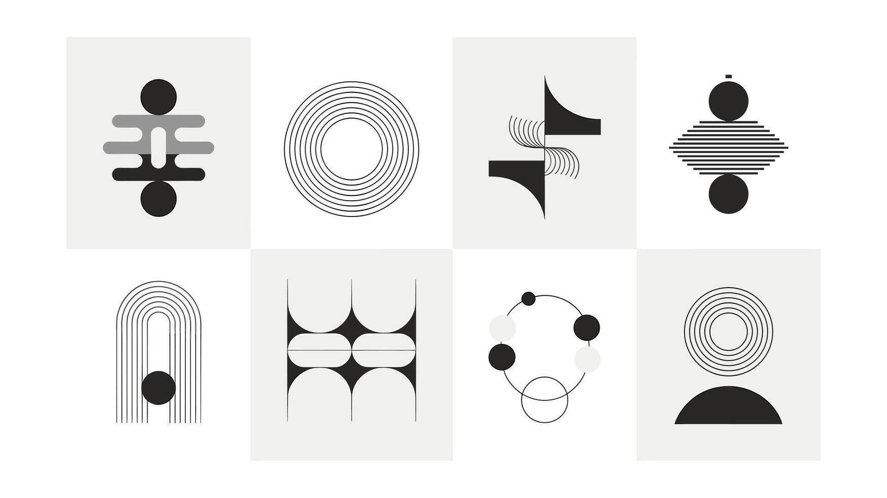 Abstract Geometric Art Minimalist Black and White Shapes for Modern Design and Decoration vector
