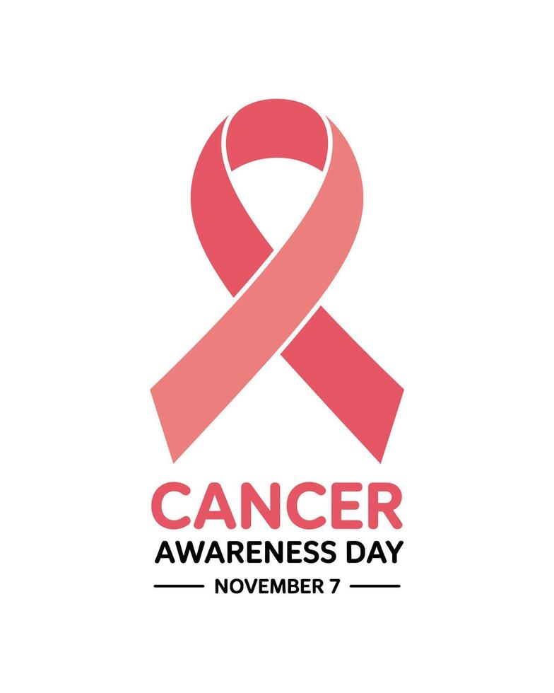 Cancer Awareness Day Illustration with Pink Ribbon and November 7th Date, Ideal for Advocacy vector