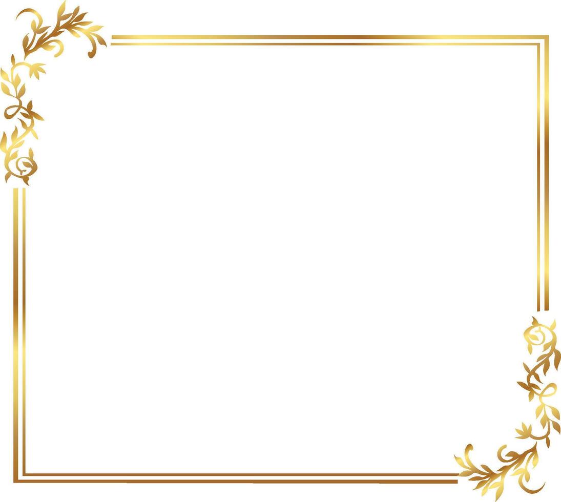 Flowers golden Frame Golden warm gold border frame vector