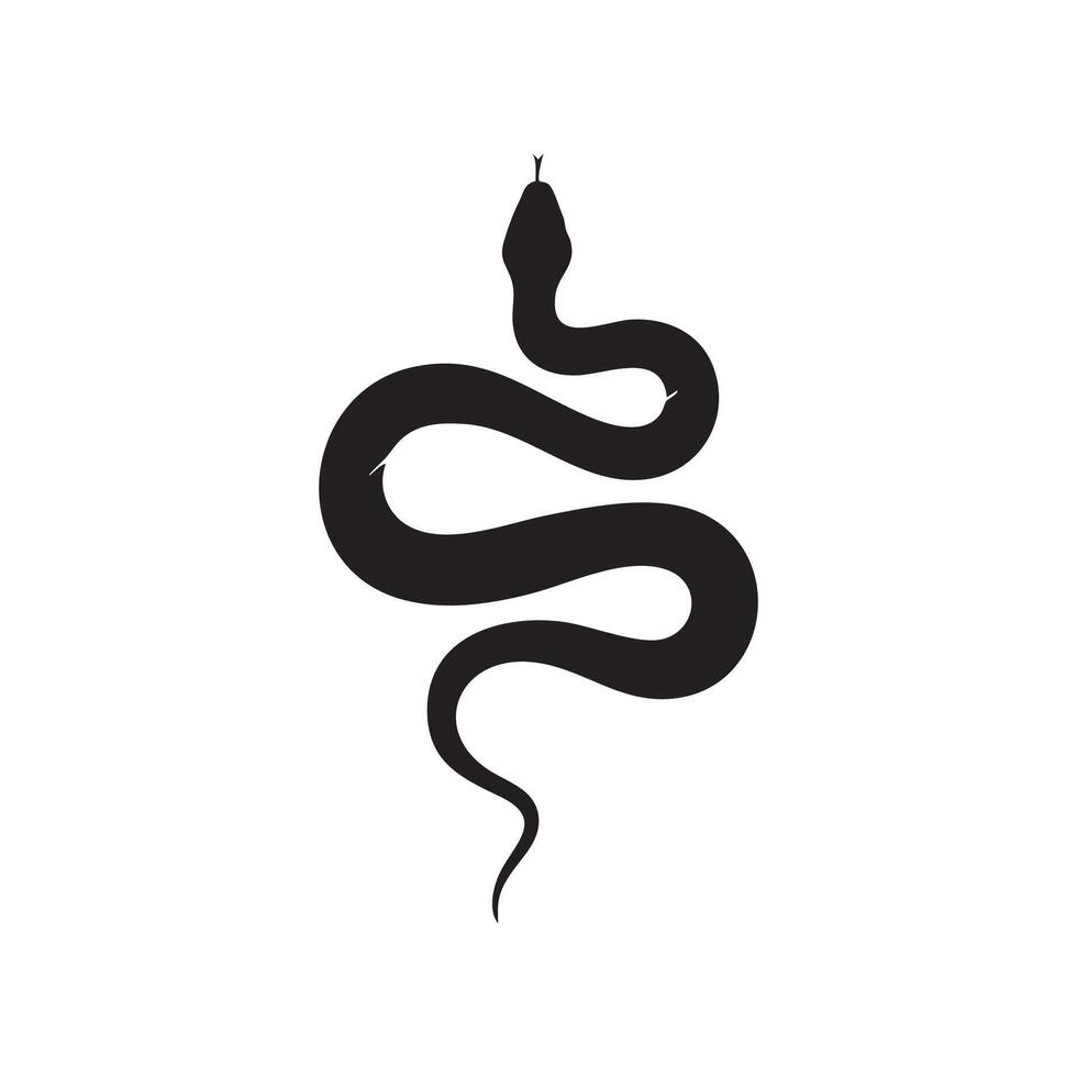Stylized black snake silhouette winding on white background silhouette isolated on white background vector