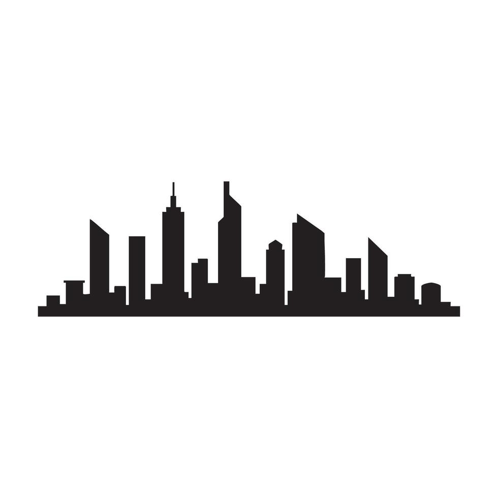 Black cityscape silhouette of modern skyscrapers isolated on white background silhouette vector