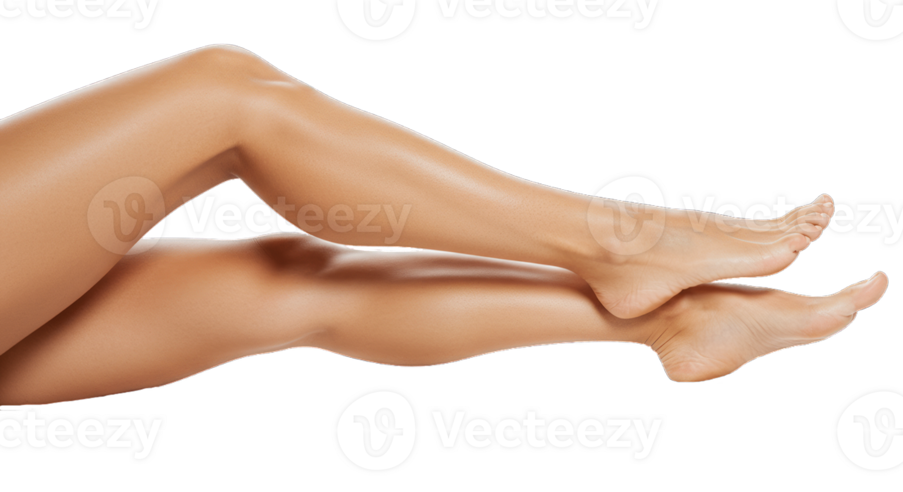 Tan Legs and Feet Relaxing on Transparent Background in Studio Shot png