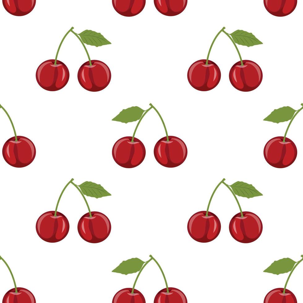 Seamless pattern with cherry berries. Cherry berries with leaves. Abstract and minimalist pattern. vector