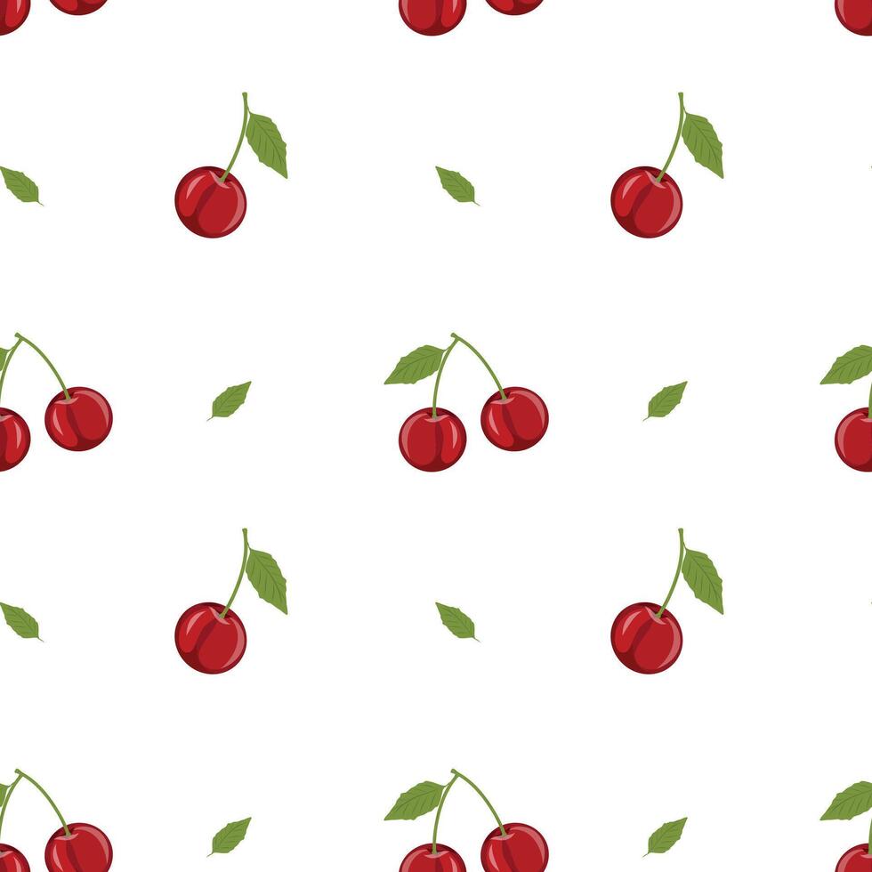 Cherry berries seamless pattern. Cherry berries with leaves. Abstract and minimalist pattern. vector