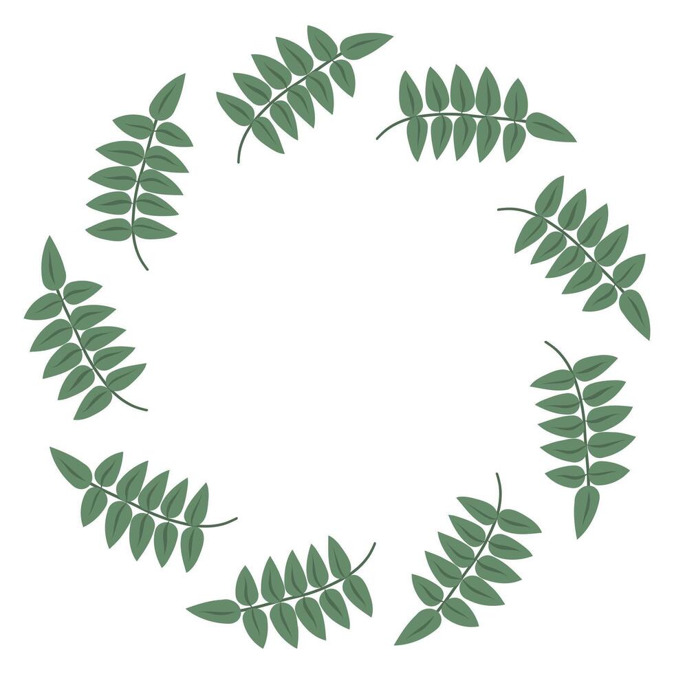 Leaves circle frame. Round border made of leaves. flat wreath isolated on white background vector