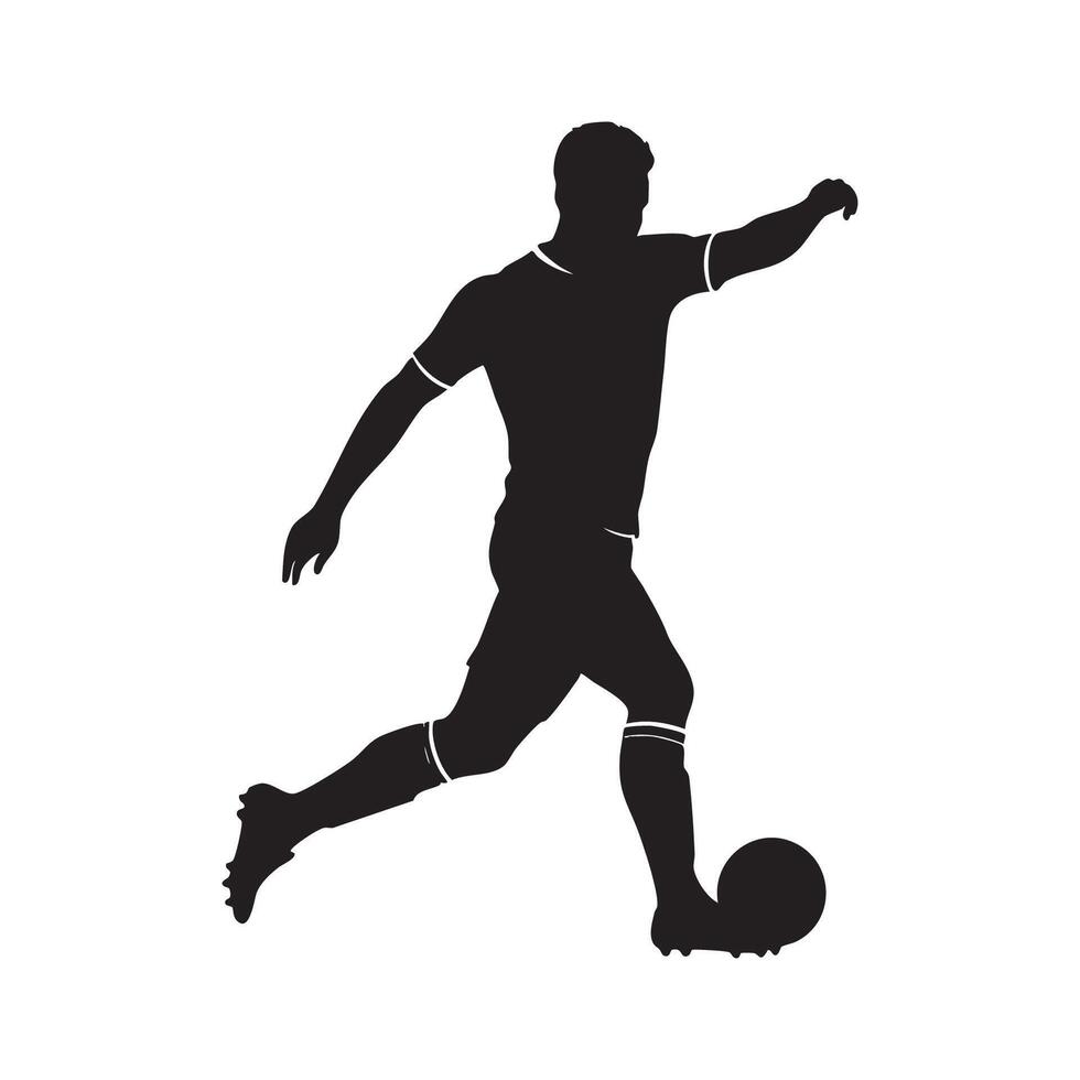 Soccer player kicking ball silhouette isolated on white background vector