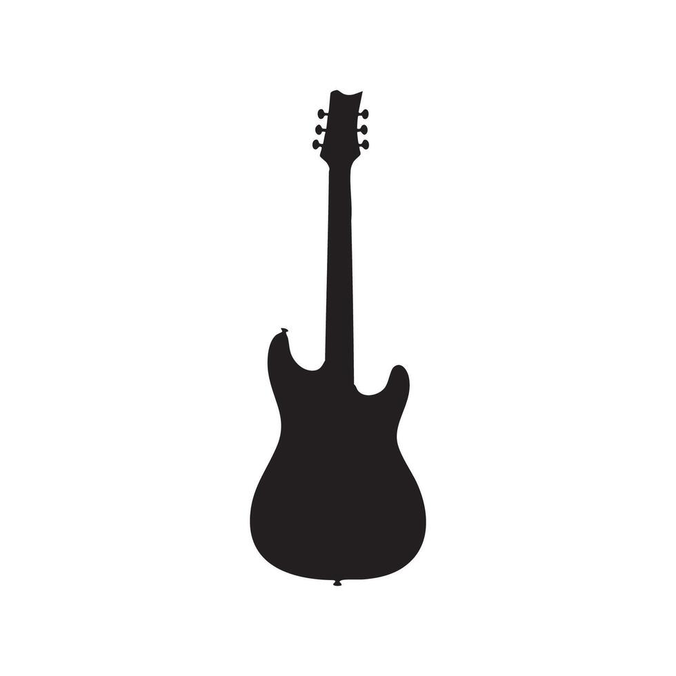 Black electric guitar silhouette isolated on white background vector