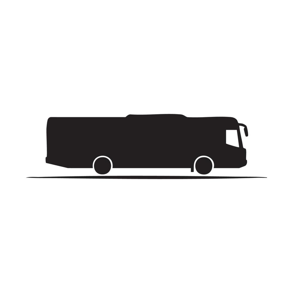 Black silhouette of a passenger bus isolated on white background silhouette vector