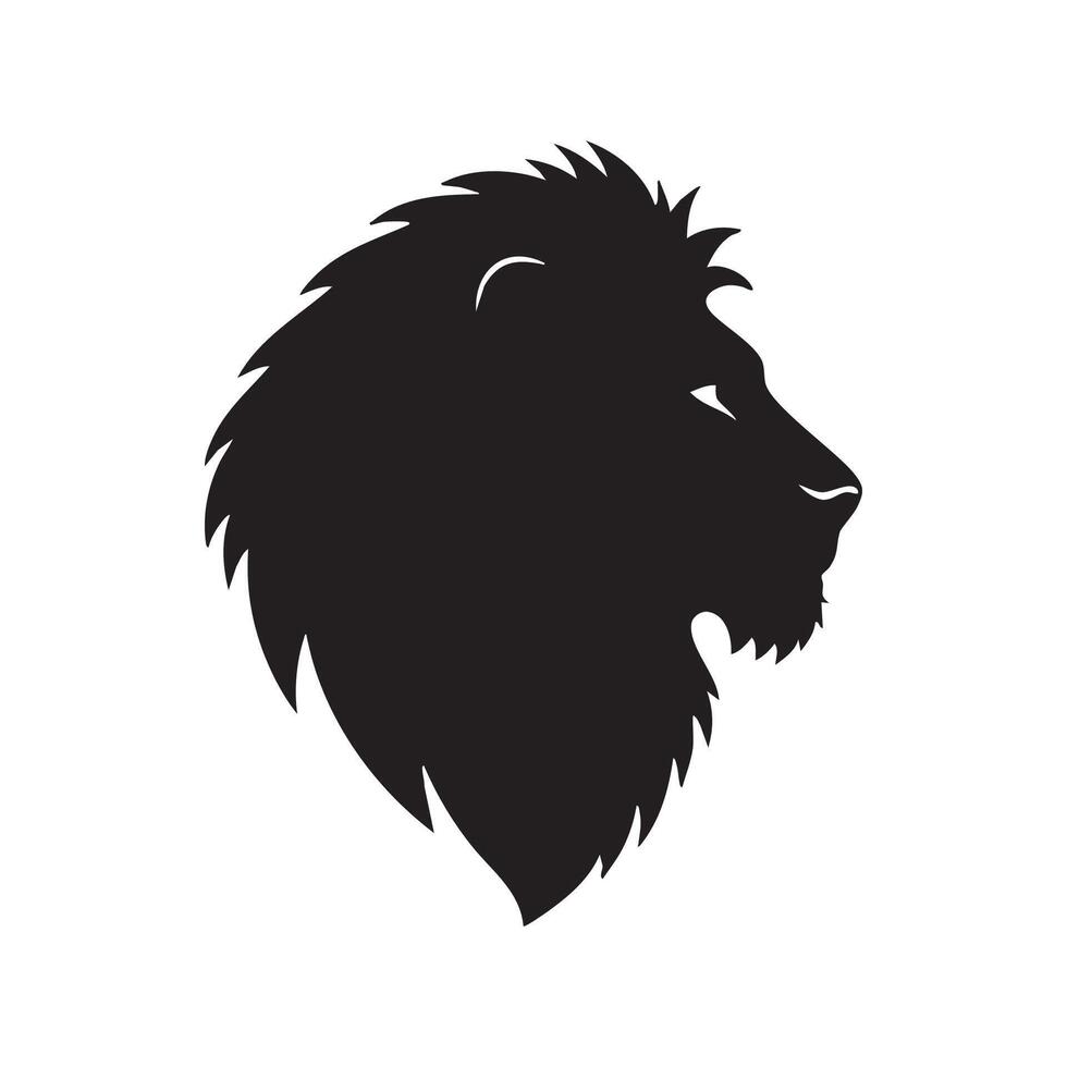 Black lion head profile silhouette isolated on white background silhouette vector
