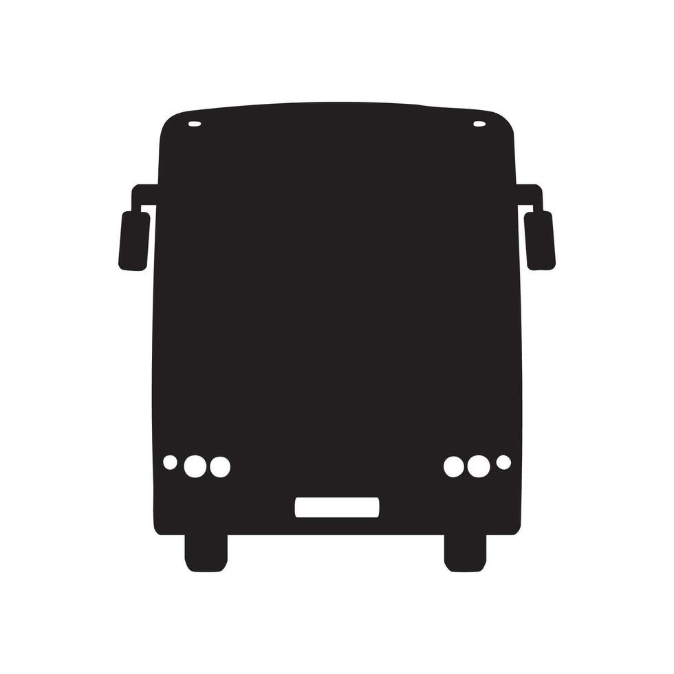 Front view of a black bus silhouette isolated on white background vector