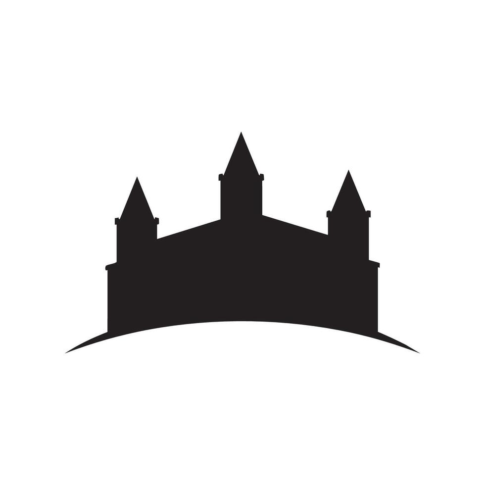 Black silhouette of a castle with multiple towers on a white background silhouette isolated on white background vector