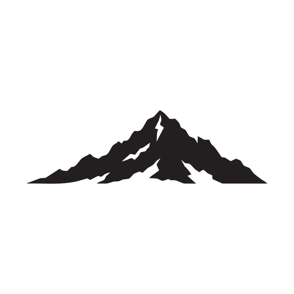 Jagged mountain peak silhouette isolated on white background vector