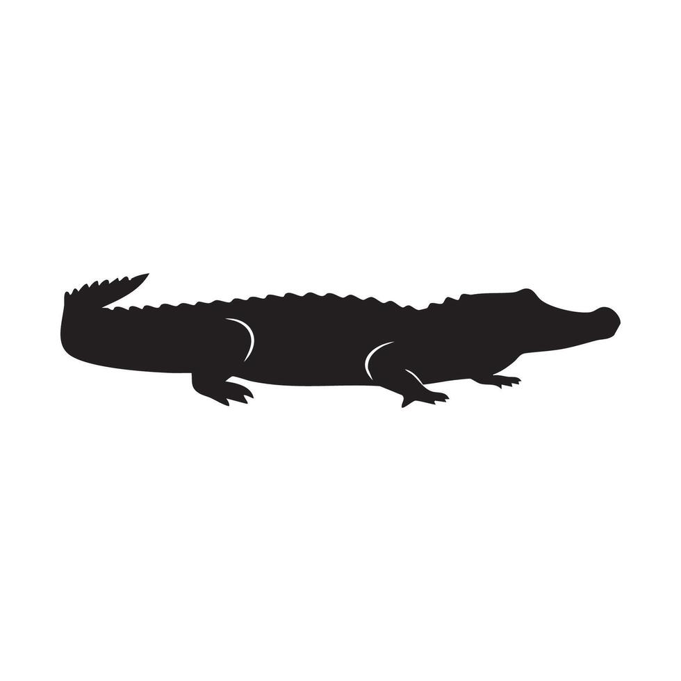 Black alligator silhouette isolated on white background illustration vector
