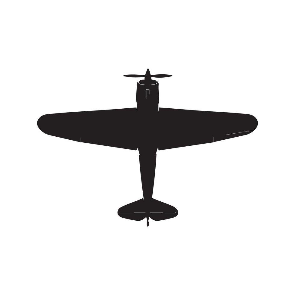 Classic propeller airplane silhouette isolated on white background vector