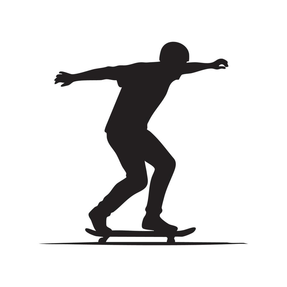 Skateboarder performing a trick silhouette isolated on white background vector