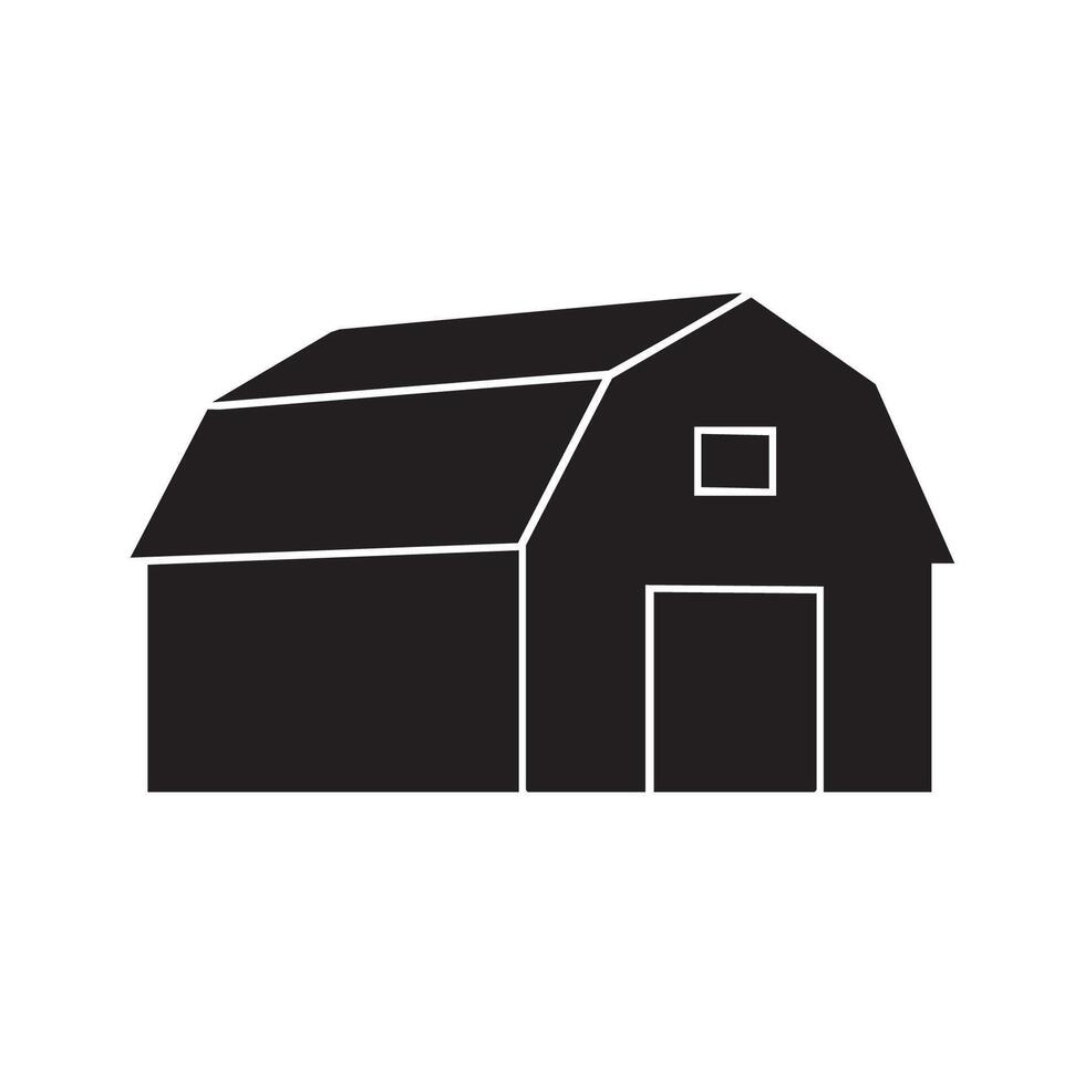 Simple black barn silhouette with a gambrel roof isolated on white background silhouette vector