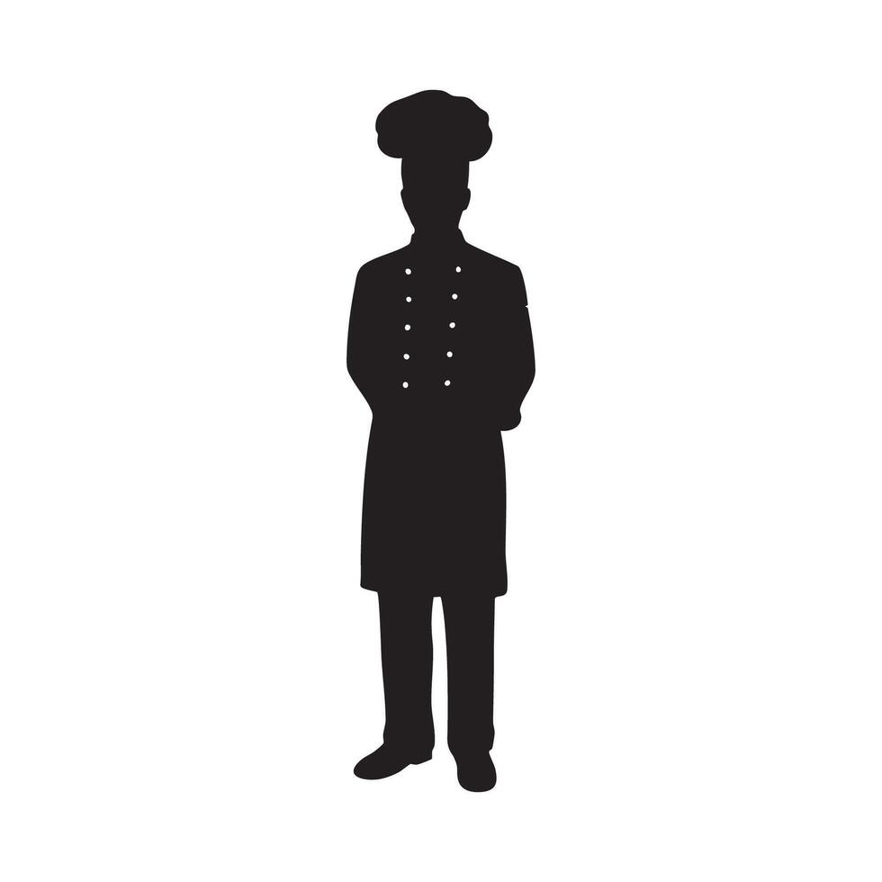 Chef silhouette standing proudly isolated on white background vector