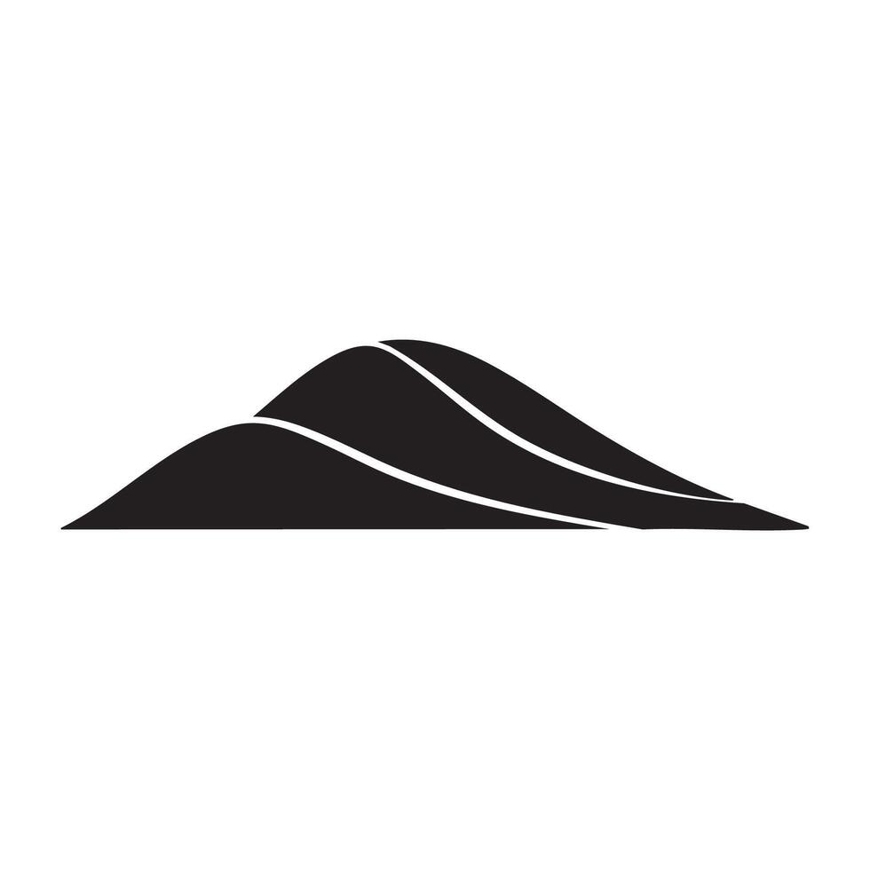 Abstract black mountain shape with flowing lines silhouette isolated on white background vector