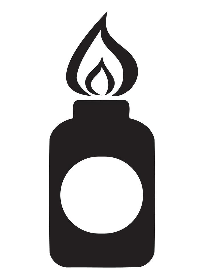 Black Silhouette of a Bottle with Flame Icon for Creative Design Projects vector