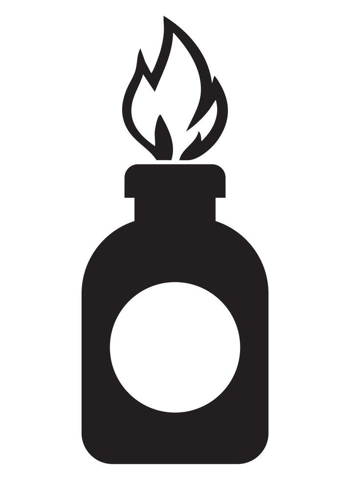 Flame Emitting from Bottle Symbol for Safety and Hazard Signage Use vector
