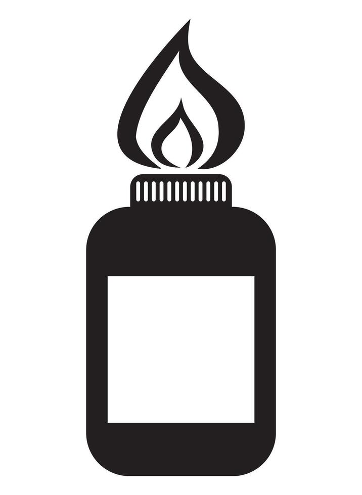 Abstract Black and White Illustration of a Bottle with Flame Icon vector