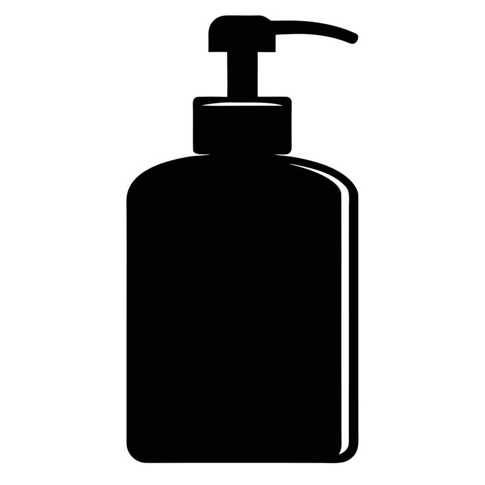 Stylish Black Silhouette of a Pump Bottle Dispenser, Ideal for Soap, Lotion, or Sanitizer, Clean and Minimalist Design, Perfect for Bathroom or Kitchen. vector