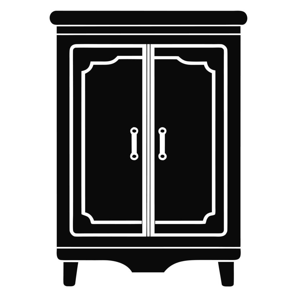 Elegant Black Wooden Two-Door Cabinet Classic Home Storage Solution with Simple Design and a Timeless Appeal vector
