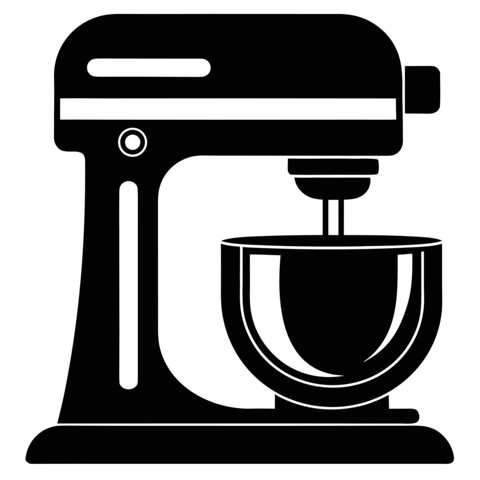 Stylish Black Stand Mixer Baking Equipment for Delicious Cakes and Cookies in the Kitchen - Professional digital artwork with vibrant colors and detailed composition vector