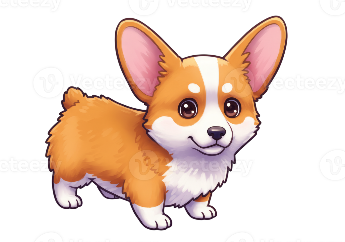 Cute Cartoon Corgi Dog Illustration with Happy Expression png