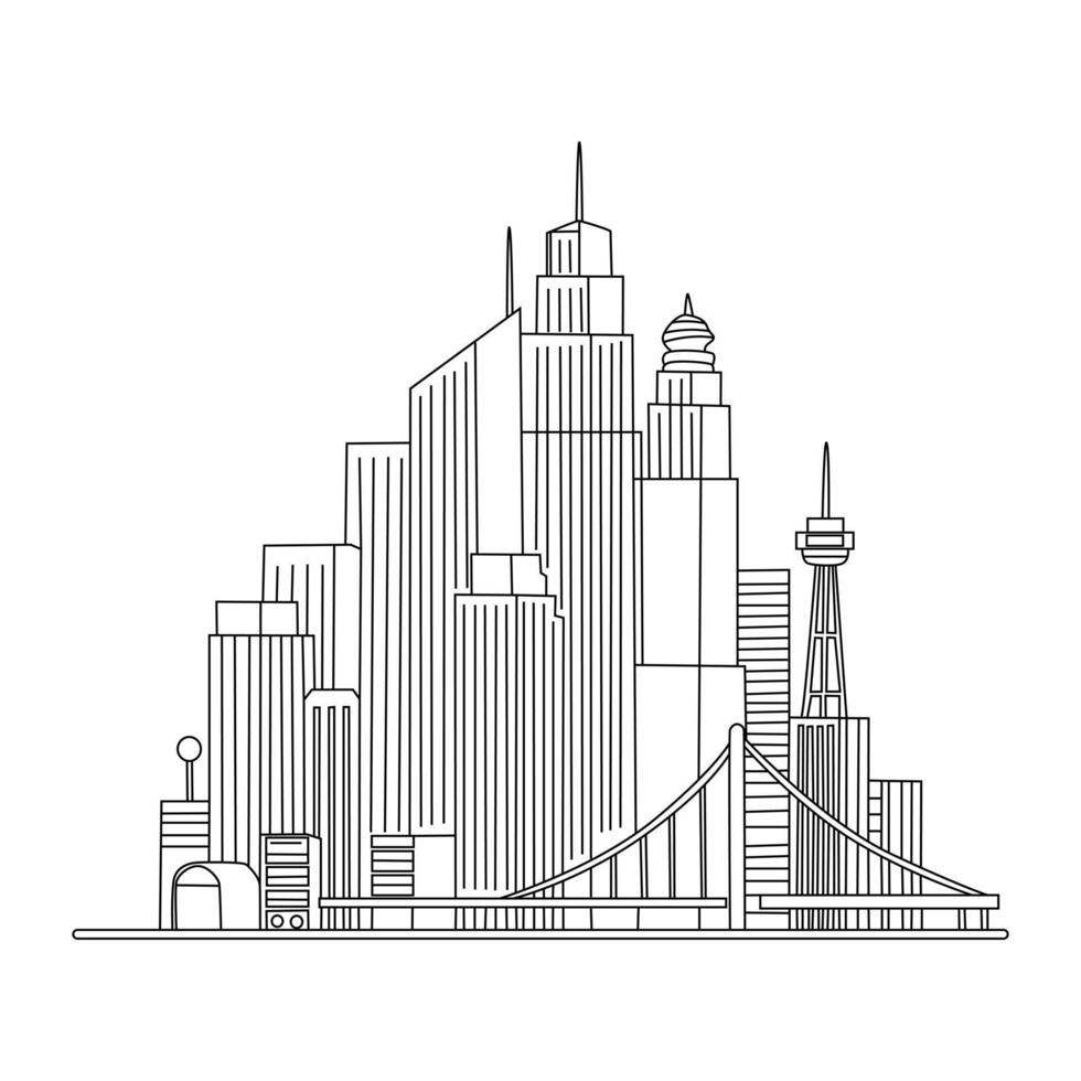 Architectural City Skyline Hand Sketch vector