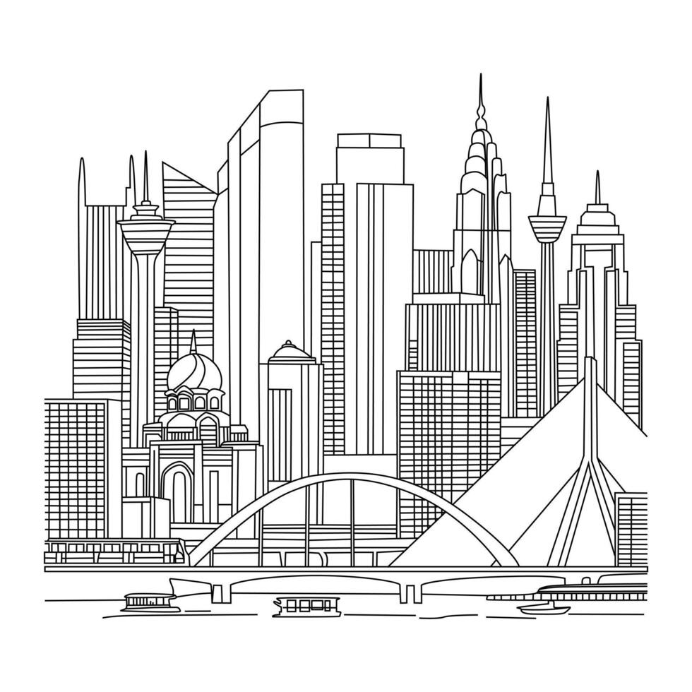 Urban View Hand Drawn Scene vector