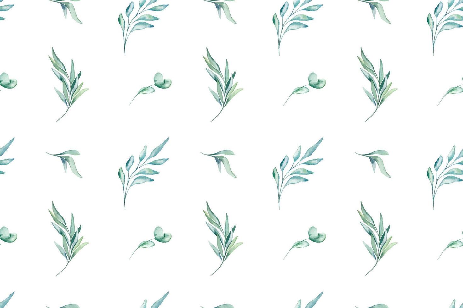Watercolor leaves branches eucaliptus wallpaper textile wrapping paper background seamless pattern botanical floral desing wedding invitation card vector