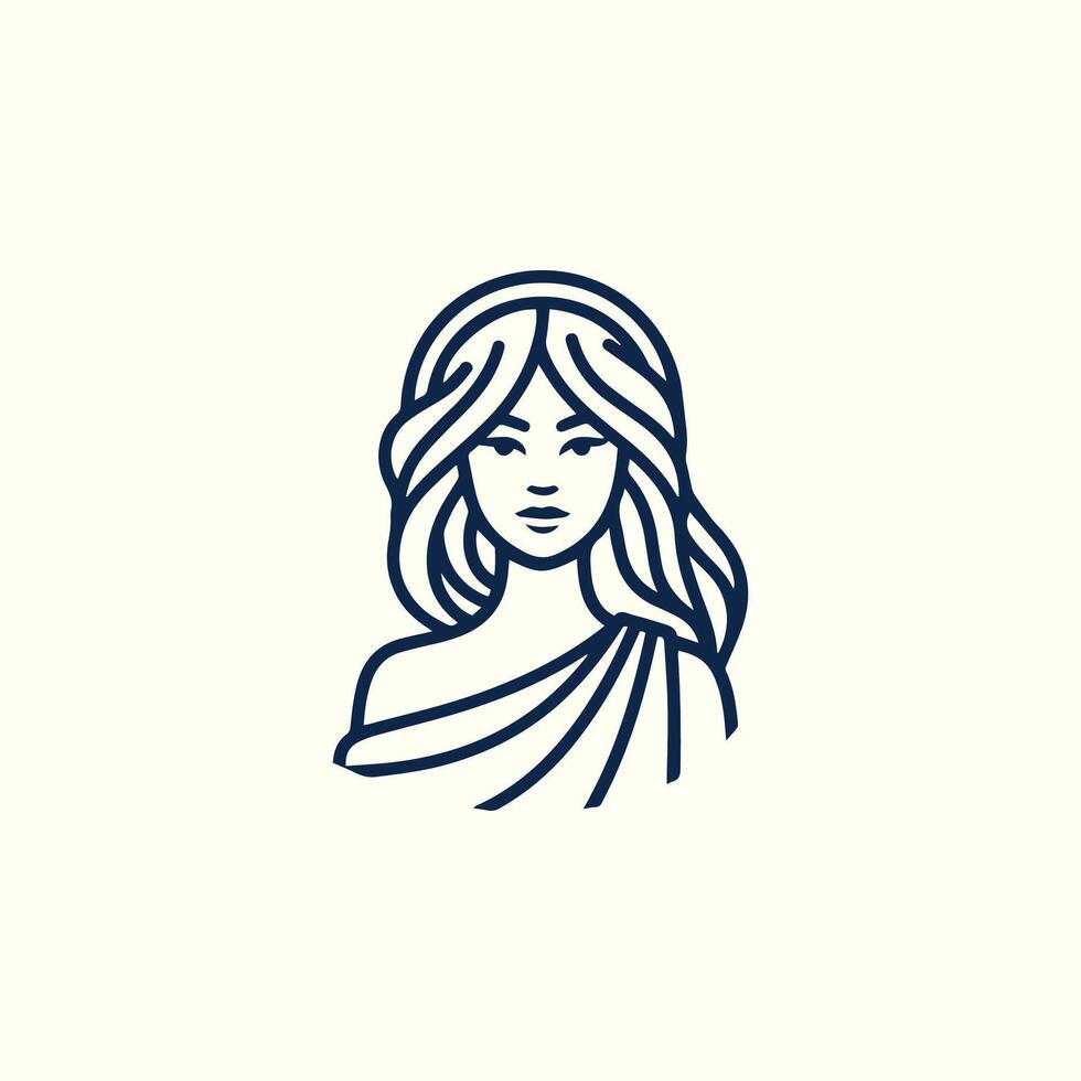the woman with long hair in a line drawing vector