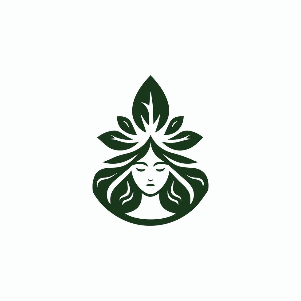 the woman's face with leaves on it vector