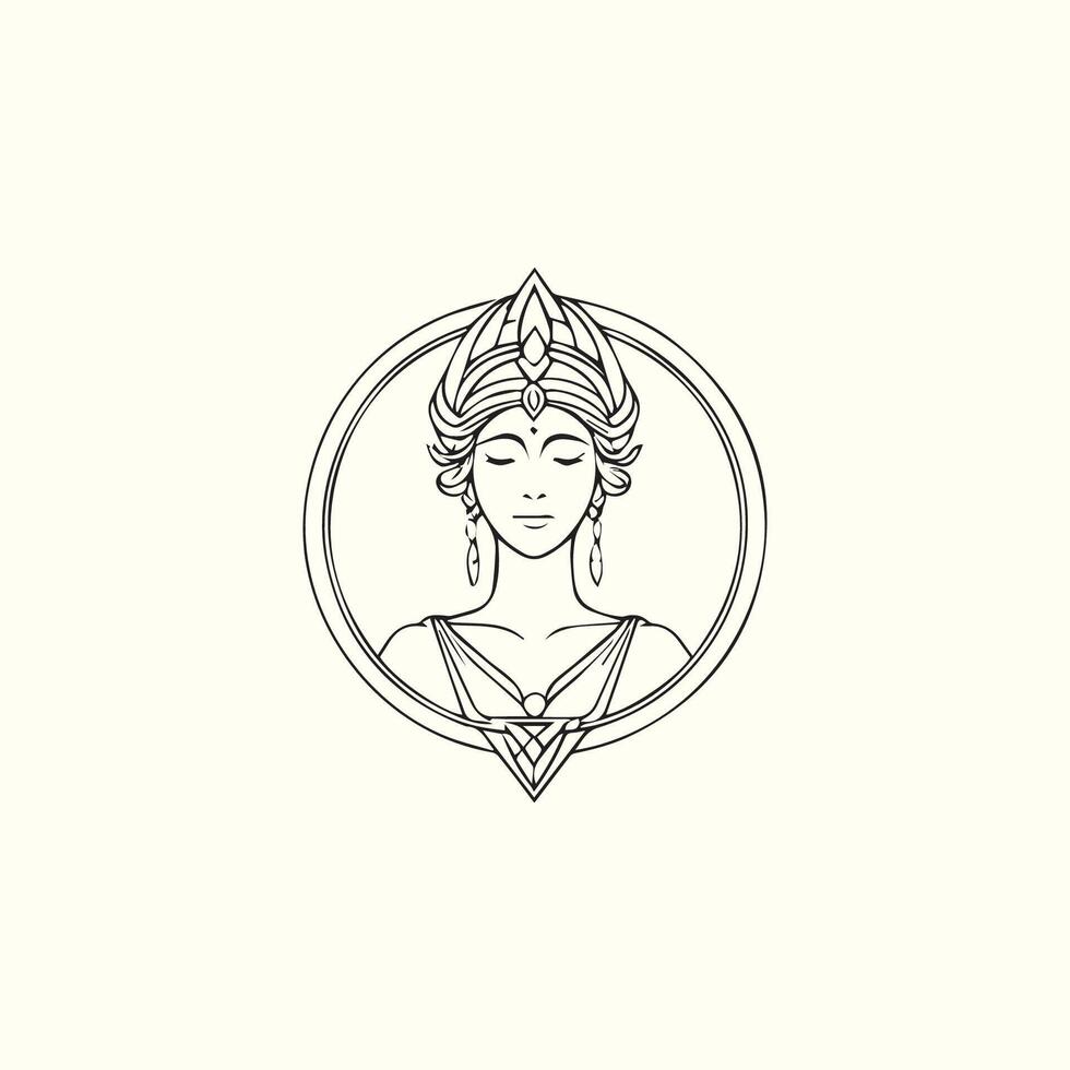 Line Classic Goddess Logo vector