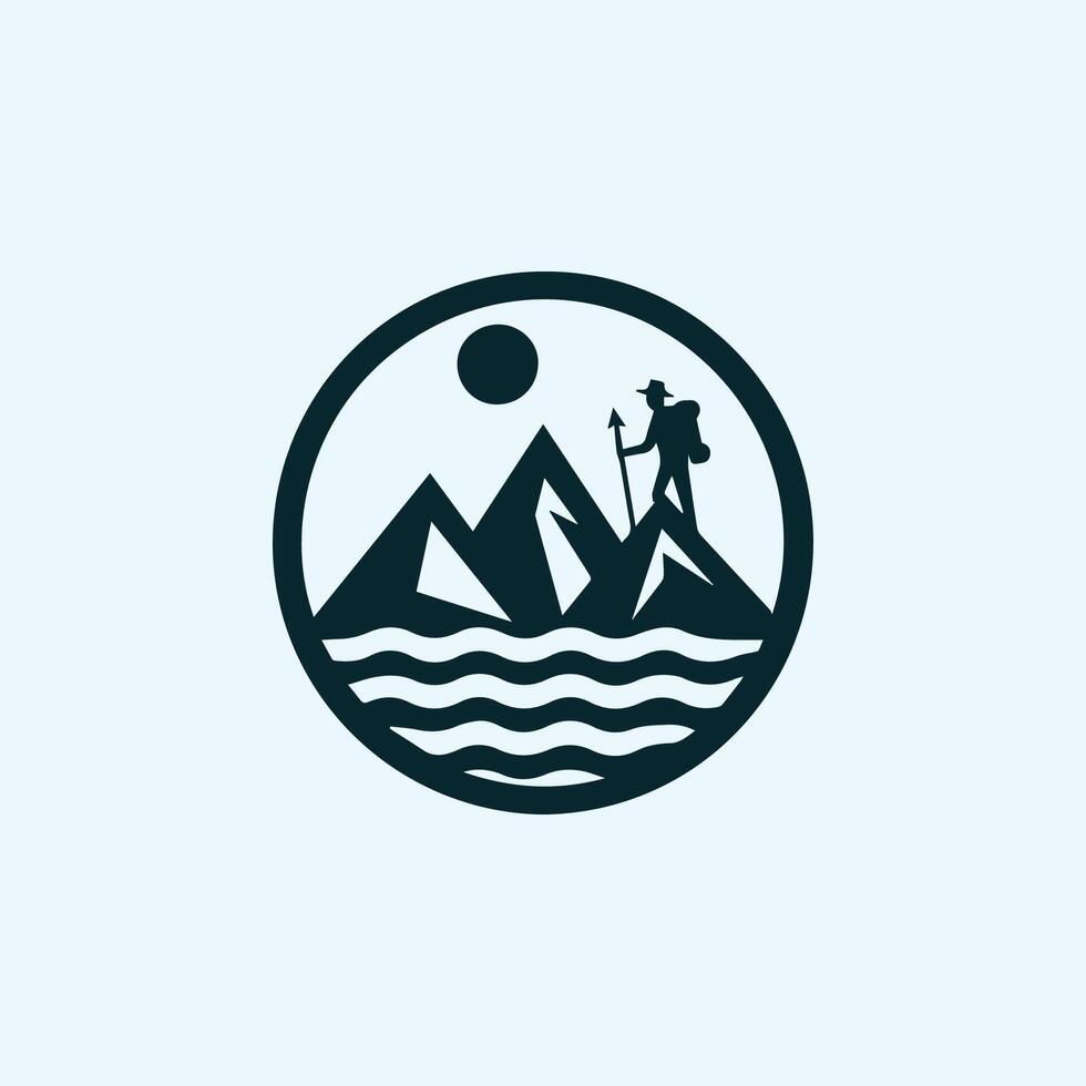 a logo for a hiking company vector