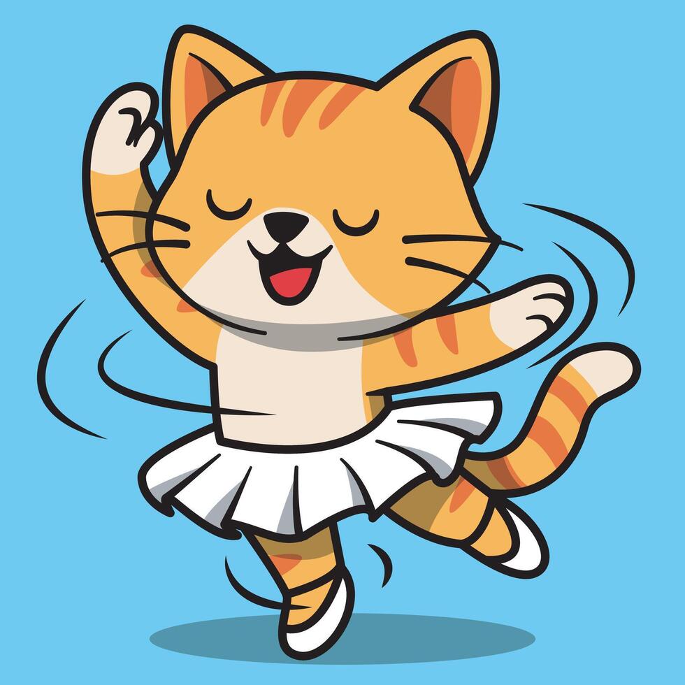 Dancing cat in a tutu vector