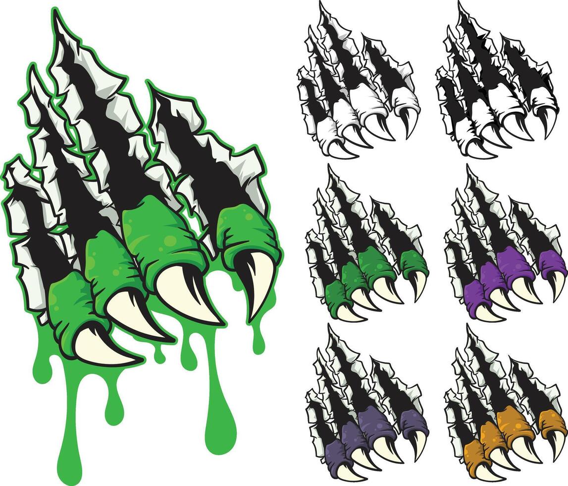a set of claws with different colors and designs vector