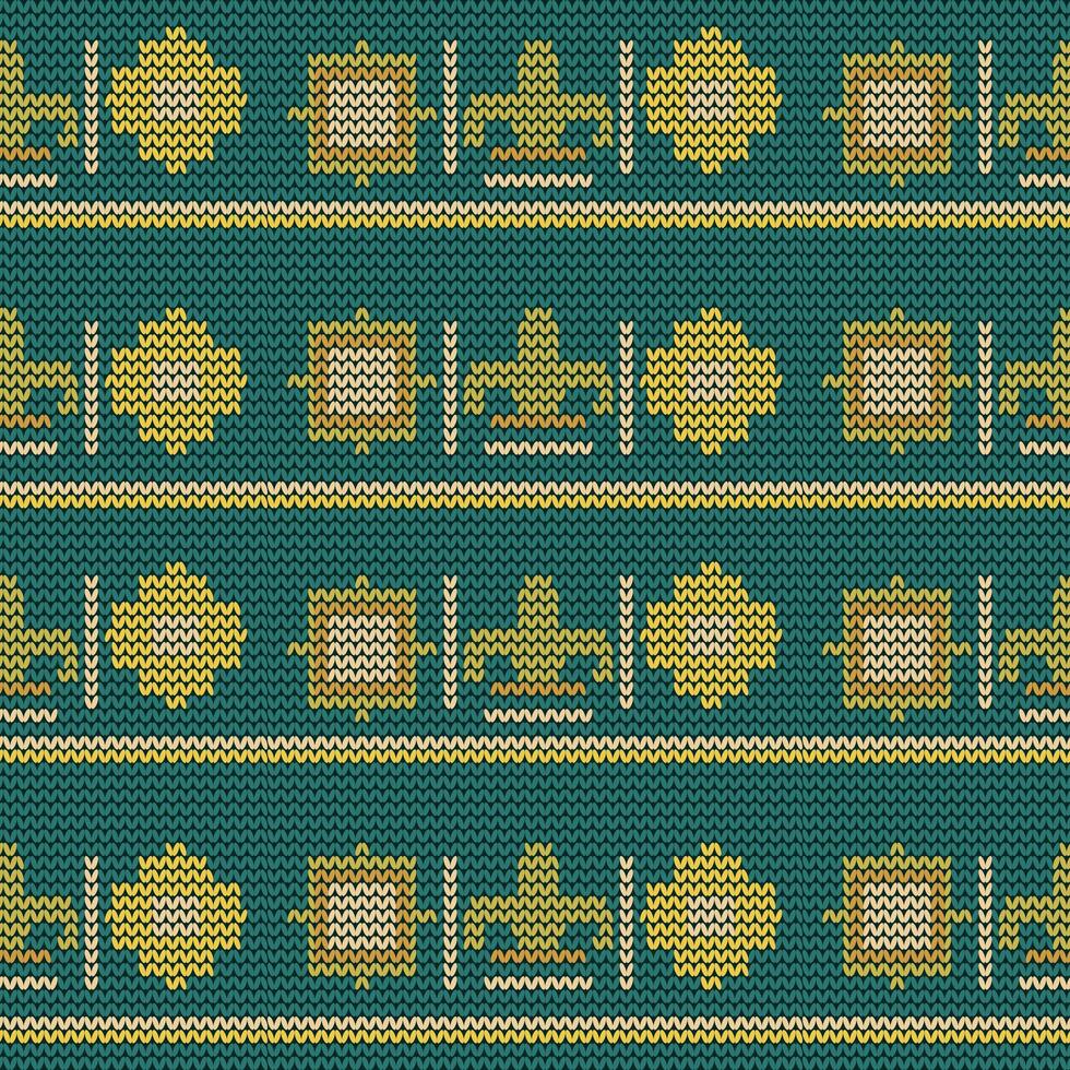 A green and yellow knitted pattern with a cross vector