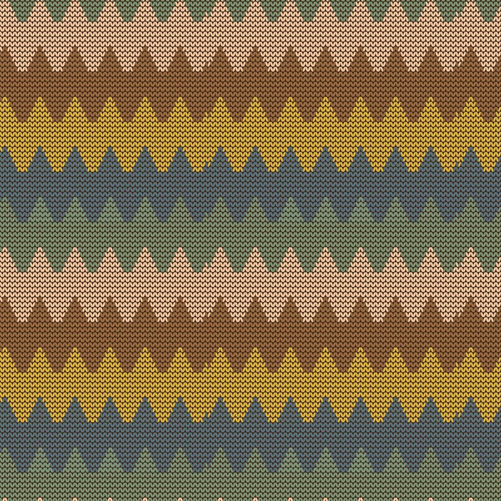 1. Seamless Knitted Zigzag Pattern in Earth Tones. Cozy Winter Fabric Texture vector