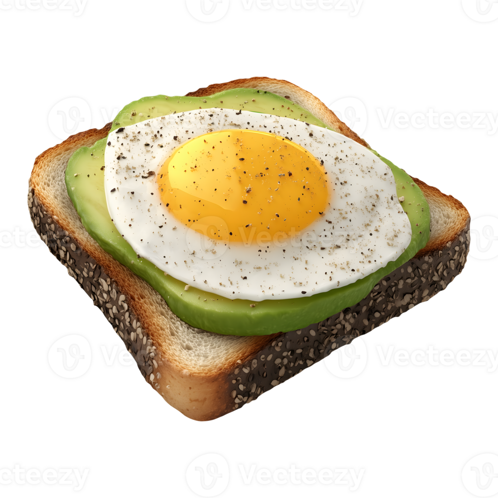 Delicious Avocado Toast with Fried Egg Black Pepper Sesame Seeds Healthy Breakfast Food png