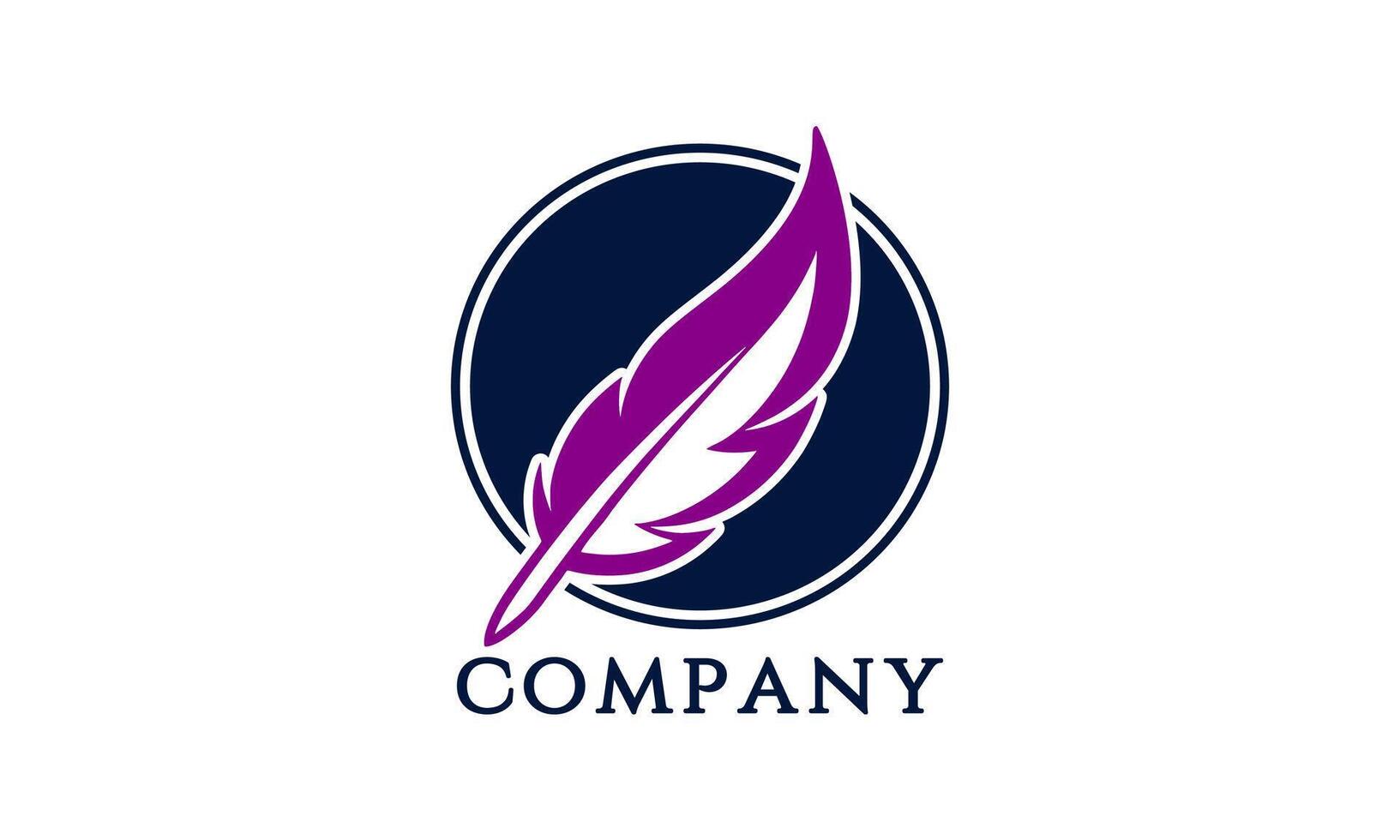 Unique Feather Quill Logo Design vector