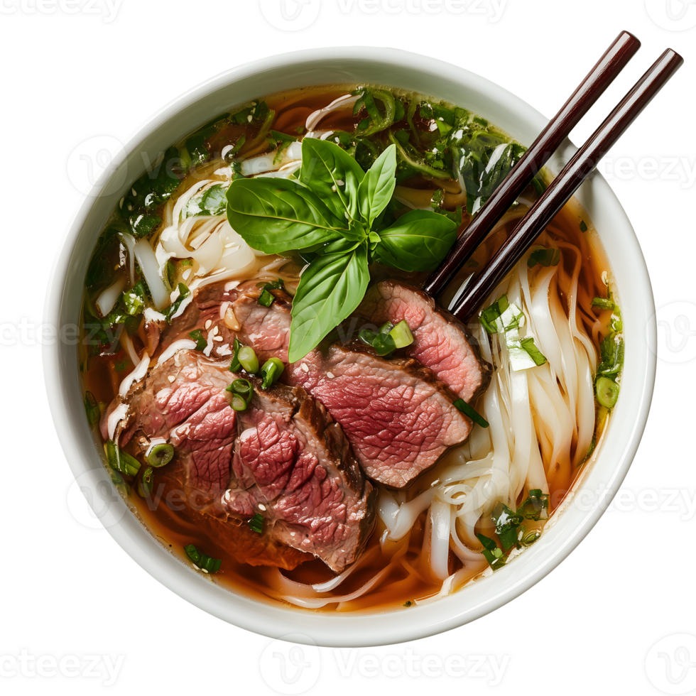 Beef Pho Soup with Rice Noodles png