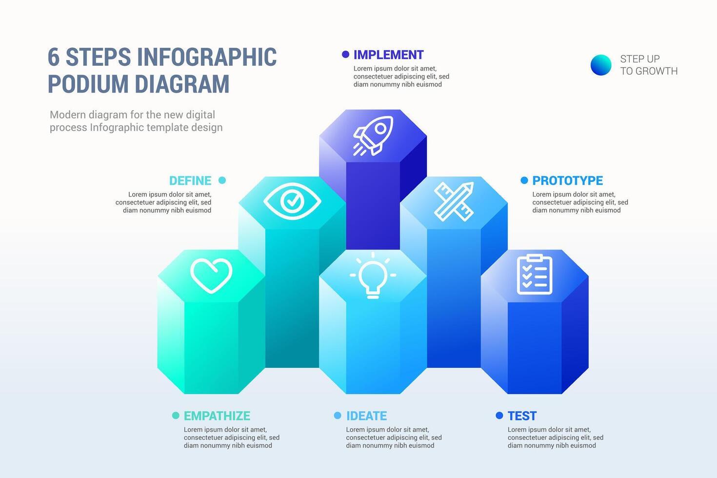 6 Steps Infographic Podium Diagram presentation template vector