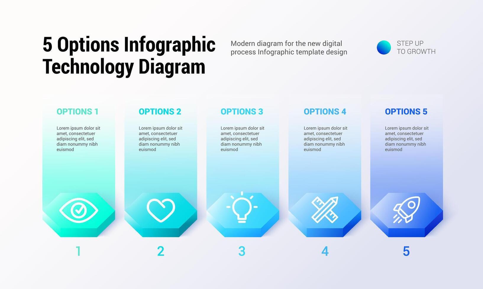 5 Options Infographic Technology Diagram vector